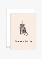 Bonne Fête Yo Greeting Card on recycled thick matte cardstock with white envelope and compostable packaging, blank inside, 5x7 inches