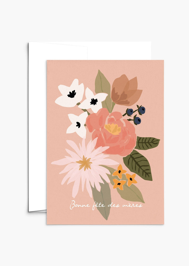 Eco-friendly bouquet of flowers greeting card for mother's day in French- By Mimi & August
