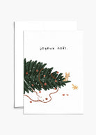 Christmas greeting card with cat design, 5x7 inches, blank inside, recycled paper, white envelope, compostable packaging, thick matte cardstock