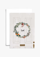 Beautiful Christmas wreath greeting card with recycled paper and compostable packaging