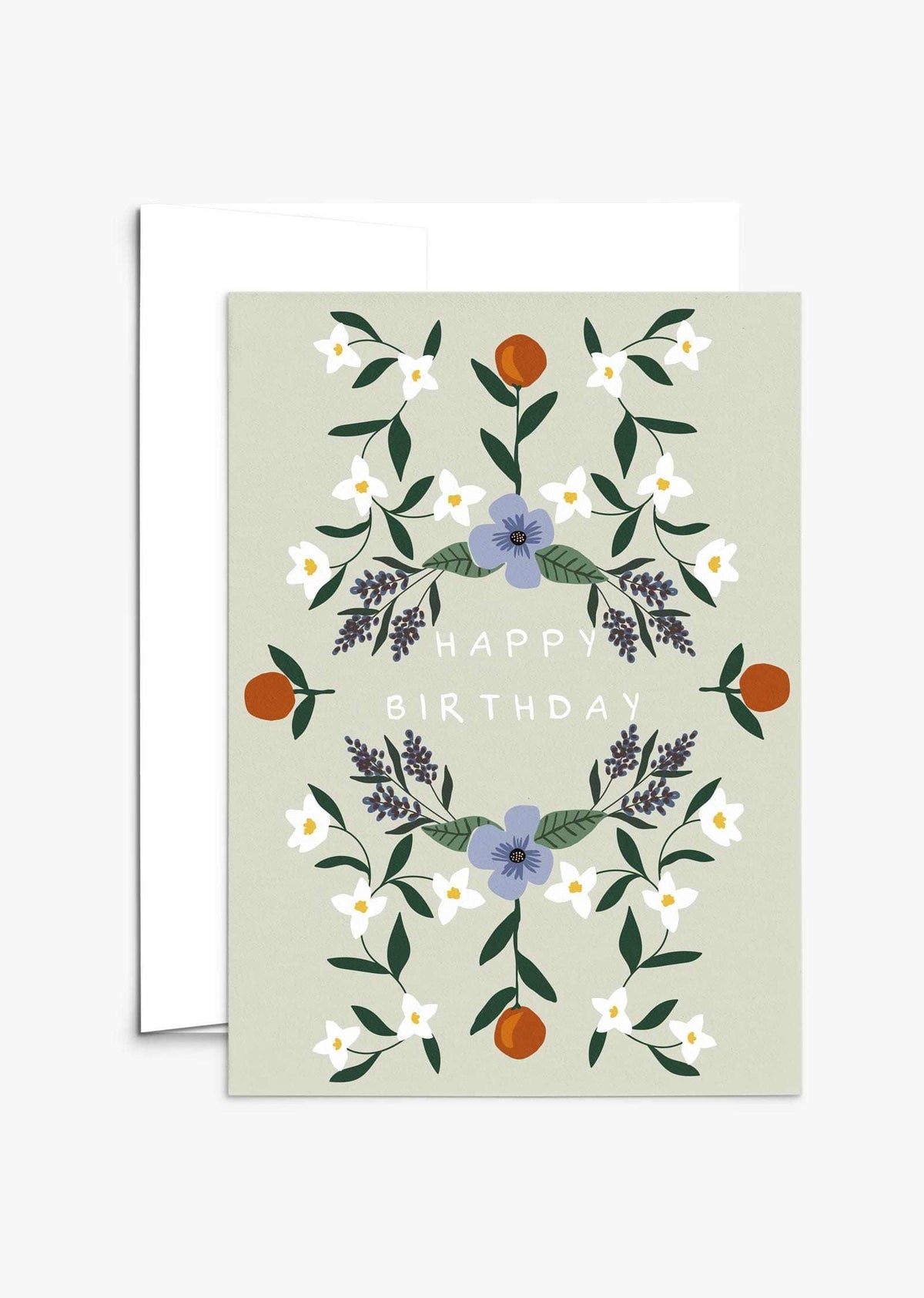 Colourful Fiesta birthday card featuring a field of wild flowers on recycled paper with compostable packaging