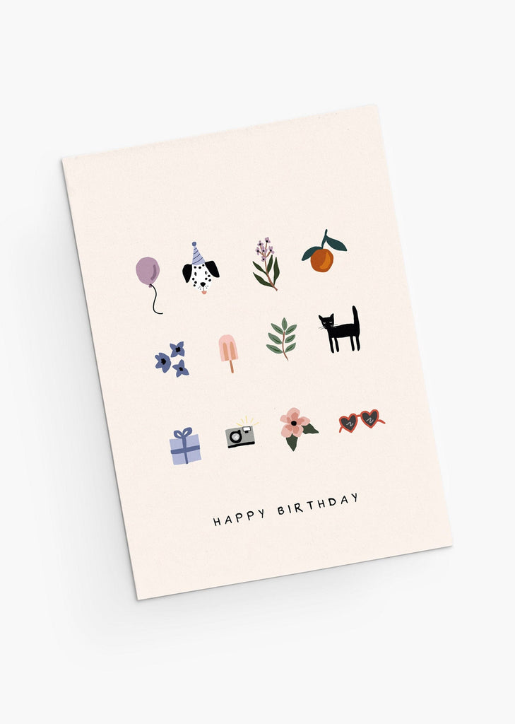 Carte d'anniversaire surprise avec des chiens mignons et des fleurs festives- Par Mimi & August
