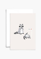 Cute raccoons Father's day card on recycled paper with compostable packaging
