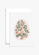 Floral Egg Greeting Card with pastel flowers and greenery on recycled paper