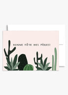 Father's Day greeting card with vibrant cactus on colorful background, blank inside, made from recycled paper