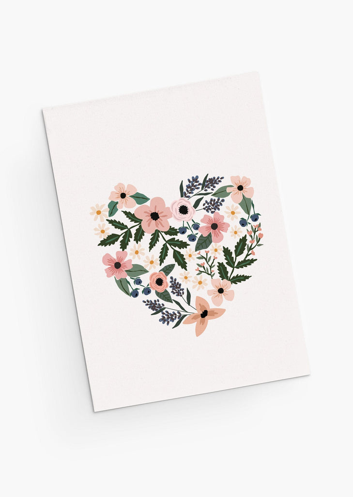 Floral greeting card with heart with flowers By Mimi and August