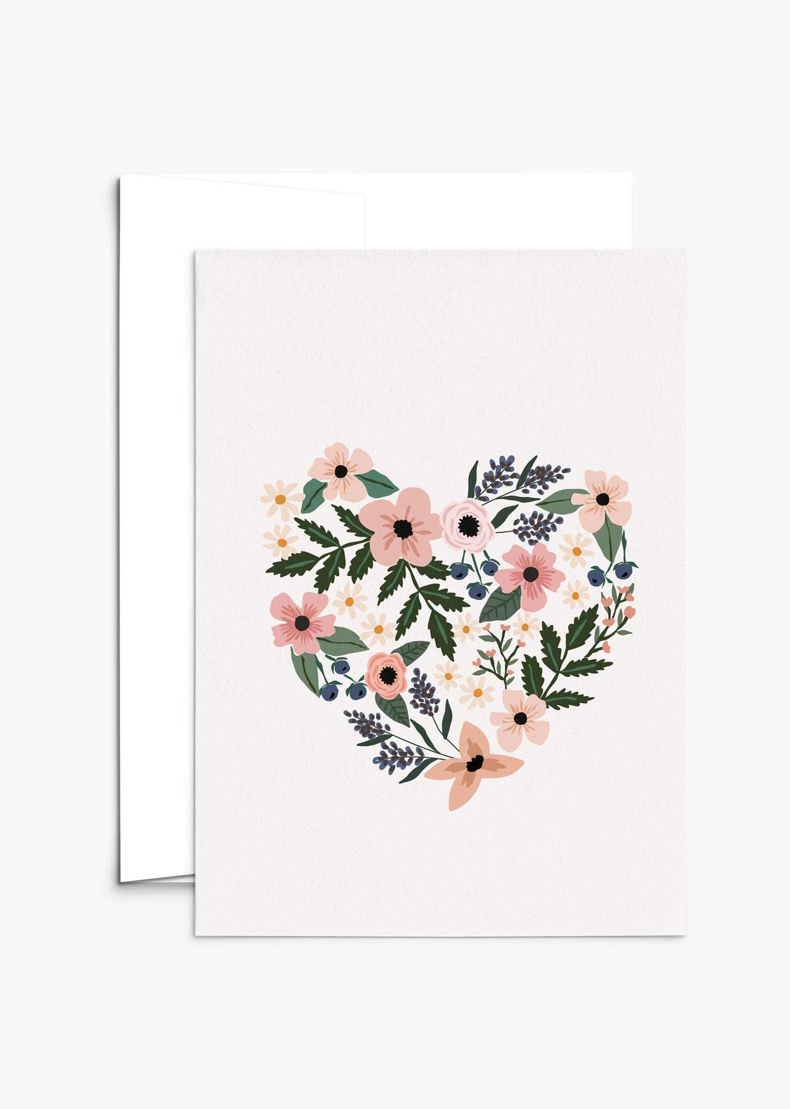 Heart full of flowers greeting card with recycled paper and compostable packaging