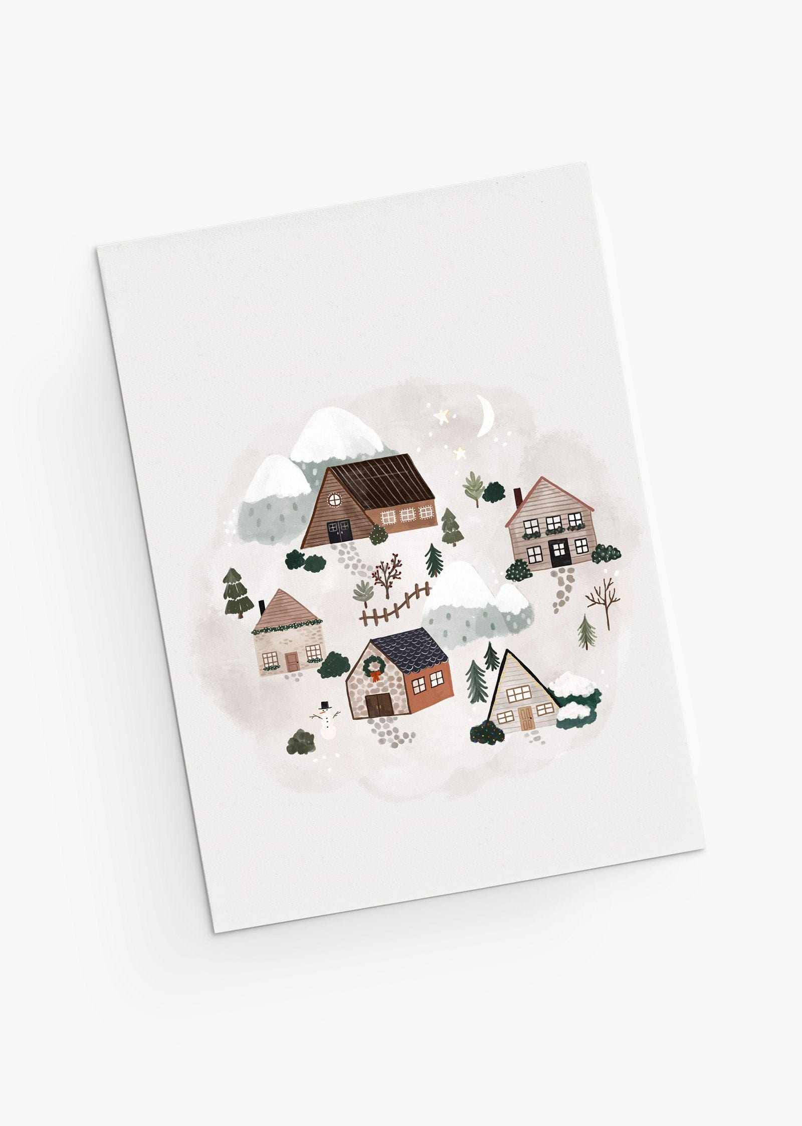 Holiday village Christmas Greeting Cards