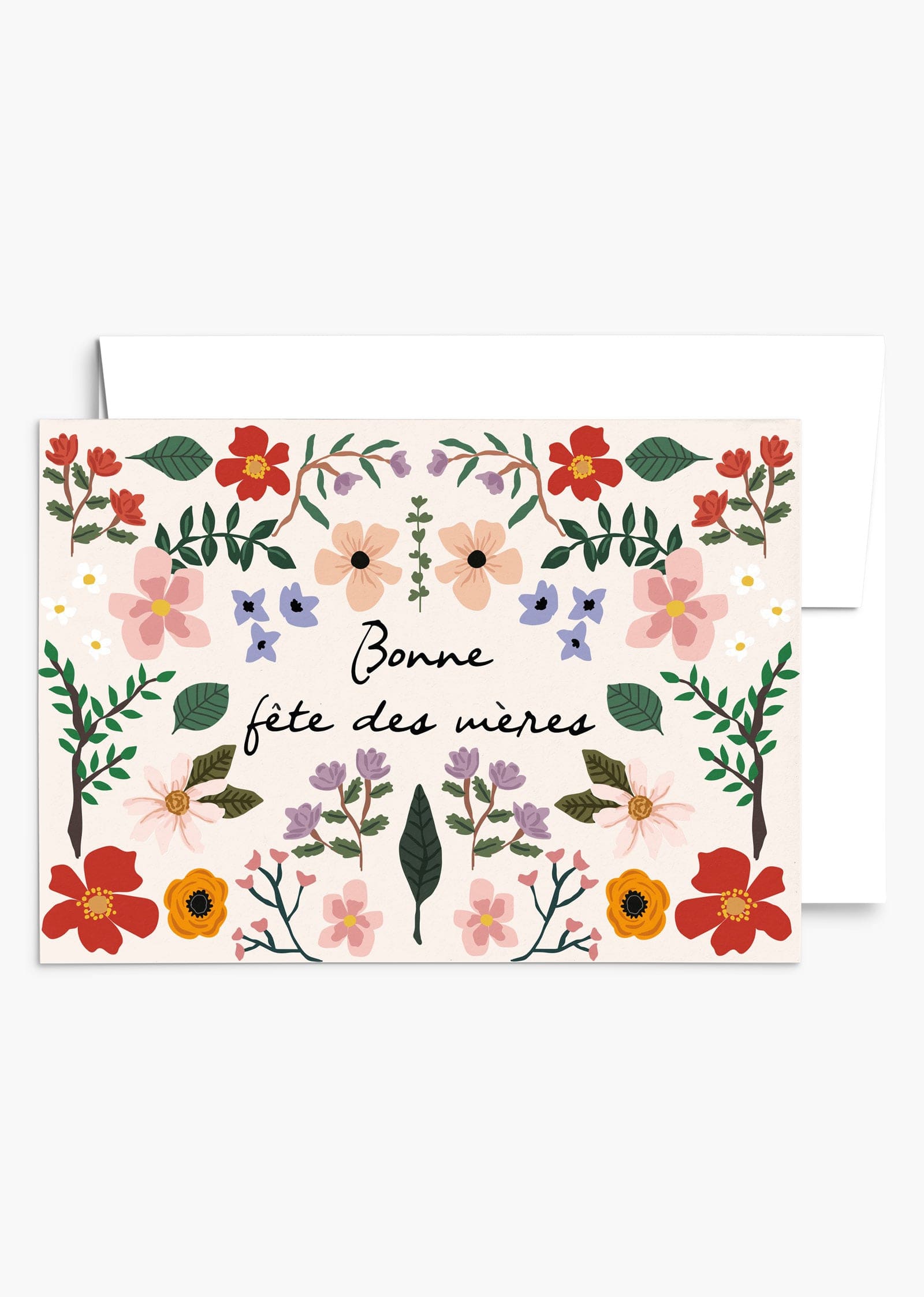 Eco-friendly creme floral garden greeting card for mother's day in French- By Mimi & August