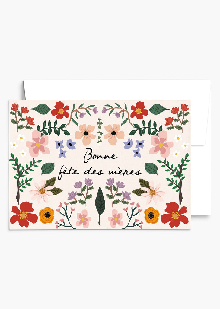 Eco-friendly creme floral garden greeting card for mother's day in French- By Mimi & August