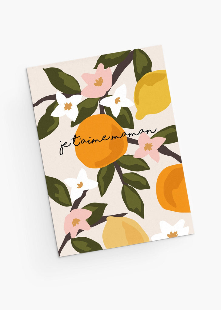 Eco-friendly i love you mom citrus greeting card for mother's day- in French- By Mimi & August