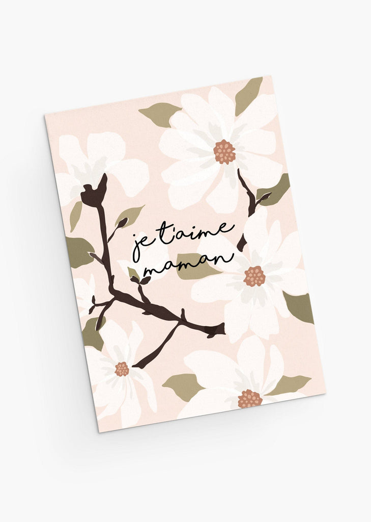 Eco-friendly i love you mom crabapple greeting card for mother's day- French version- By Mimi & August