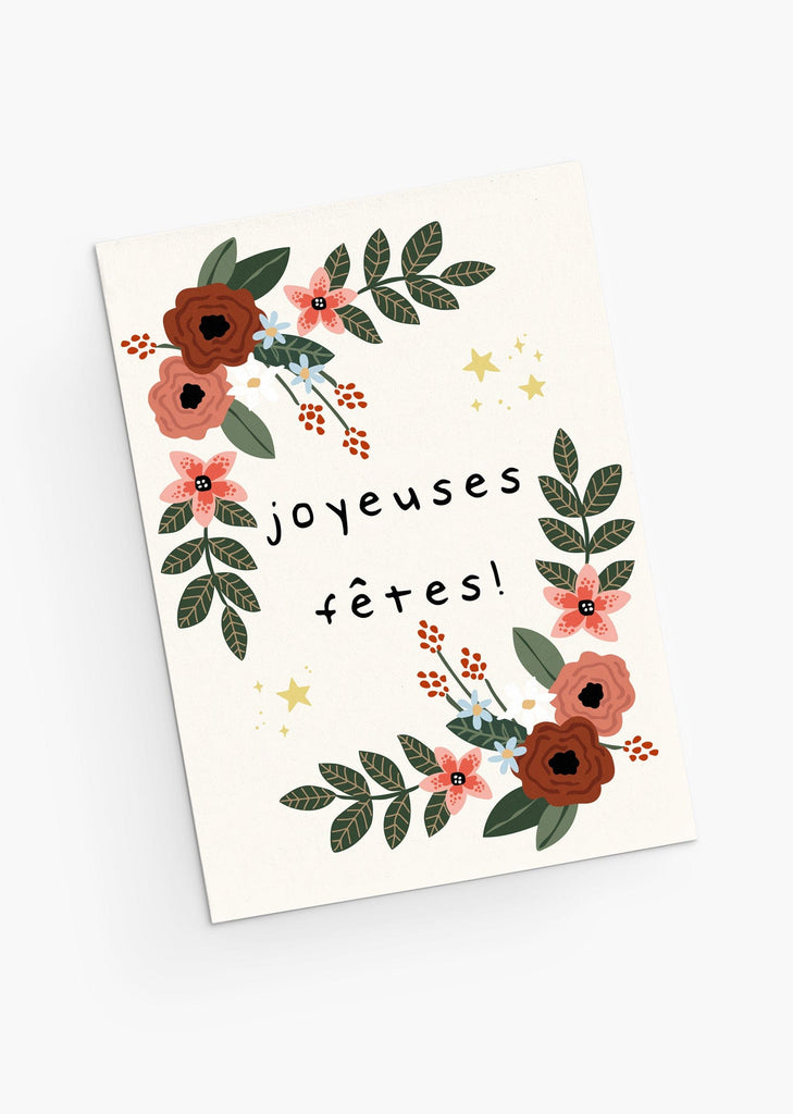 Hoidays greeting cards with beautiful flowers and shiny stars. By Mimi & August