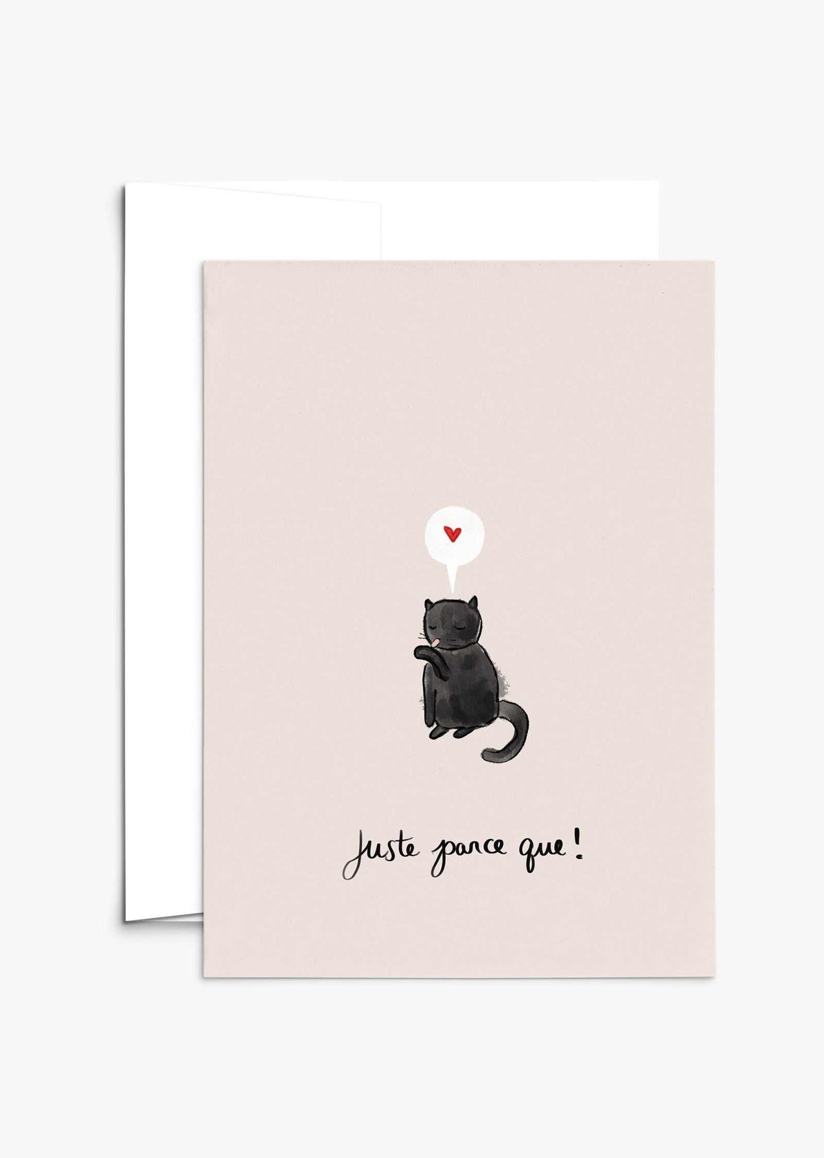 Juste parce que greeting card with recycled paper and compostable packaging, blank inside, 5x7 inch format
