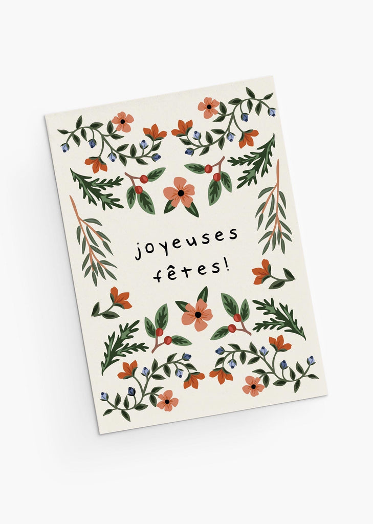 Cartes florales sur le thème de Noël souhaitant de joyeuses fêtes ! Par Mimi & August