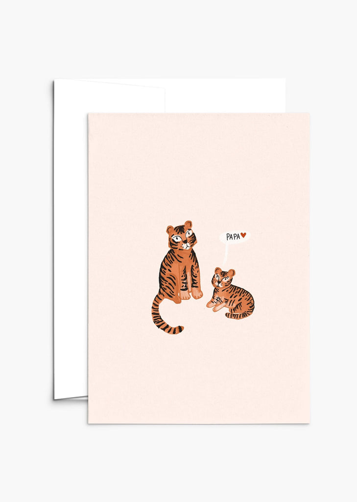 cute papa and baby tigers for father's day greeting card- By Mimi & August