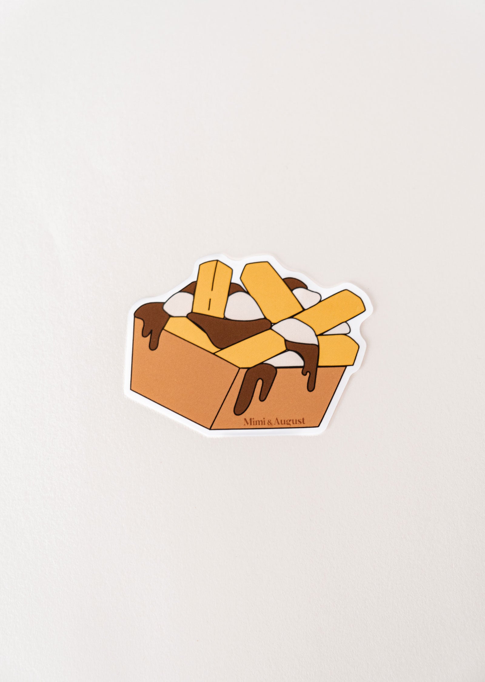 A Mimi & August vinyl sticker featuring a Quebec delicacy - Poutine.