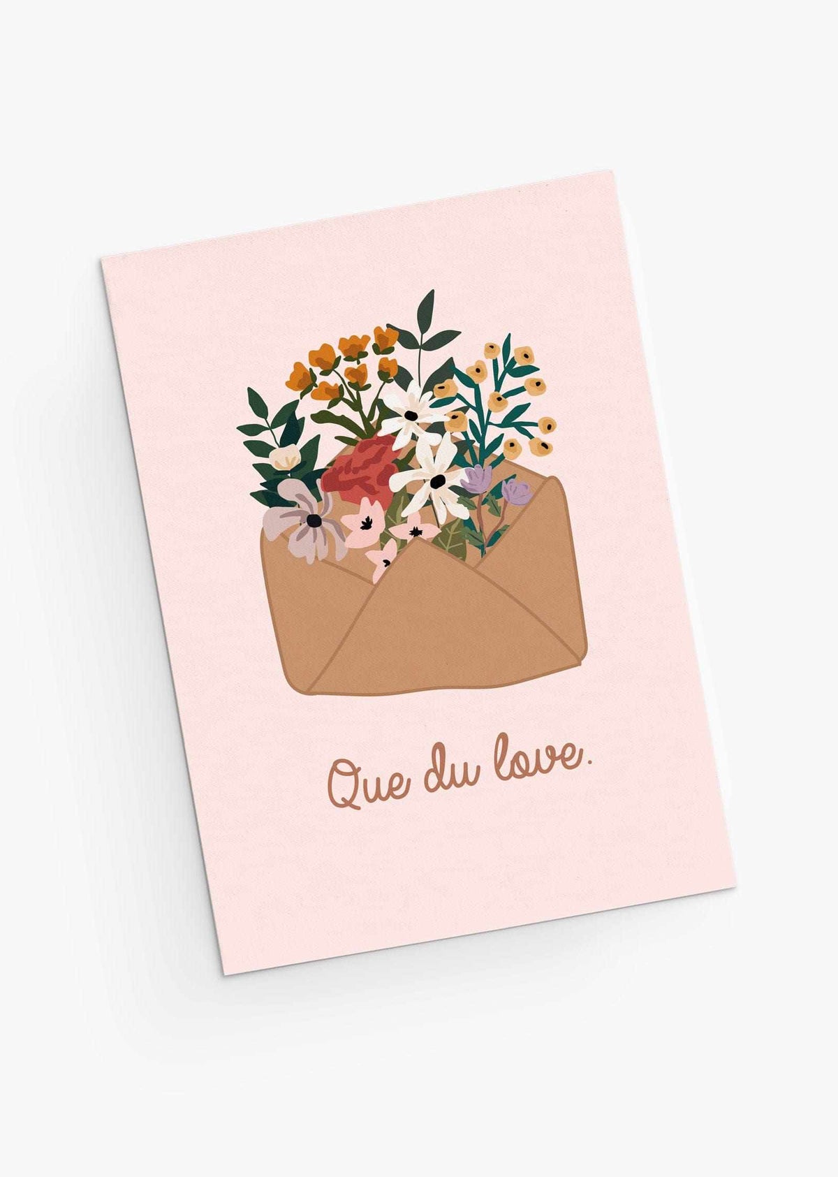 Recycled greeting card illustration flowers in a postal card- By Mimi & August