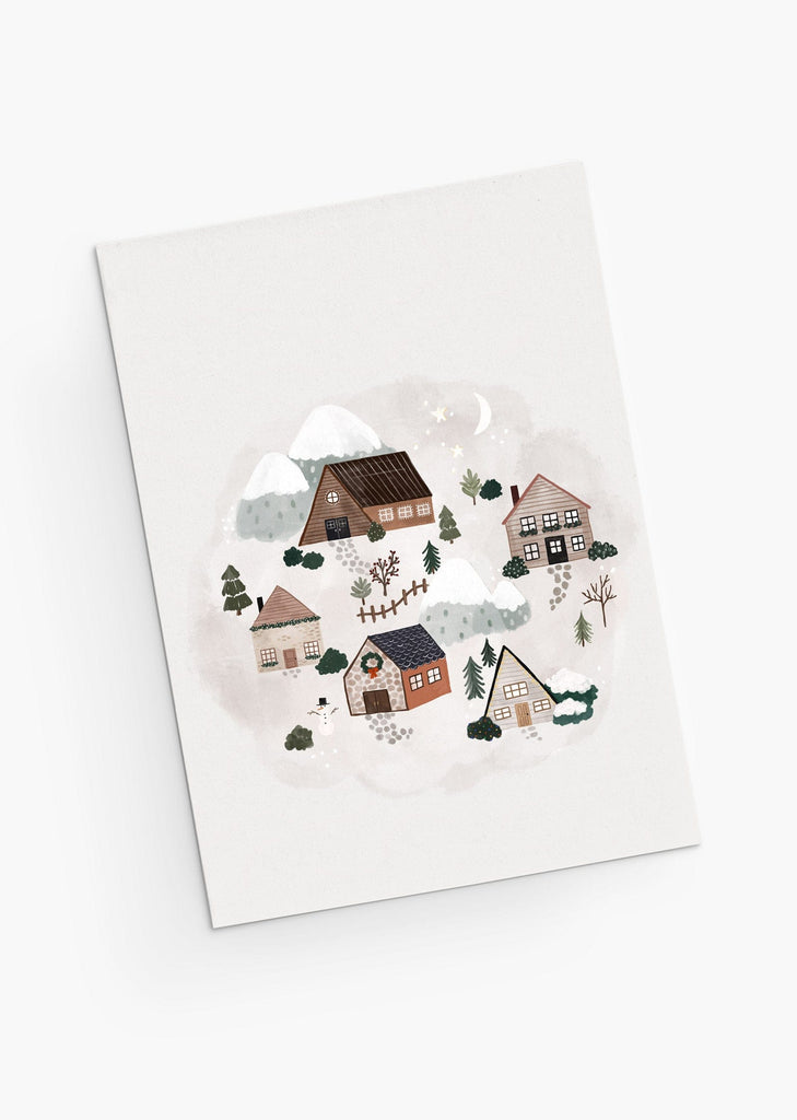 Holiday village Christmas Greeting Cards