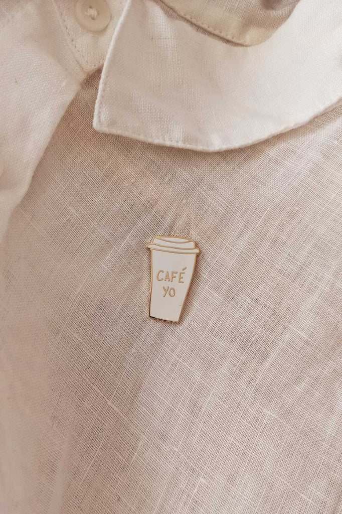 beautiful enamel pin for coffee lovers by mimi & august