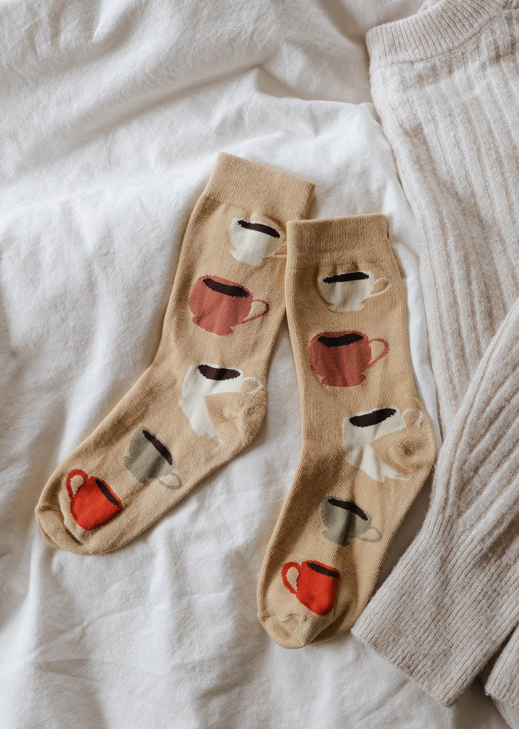 socks cups of coffee of several colors