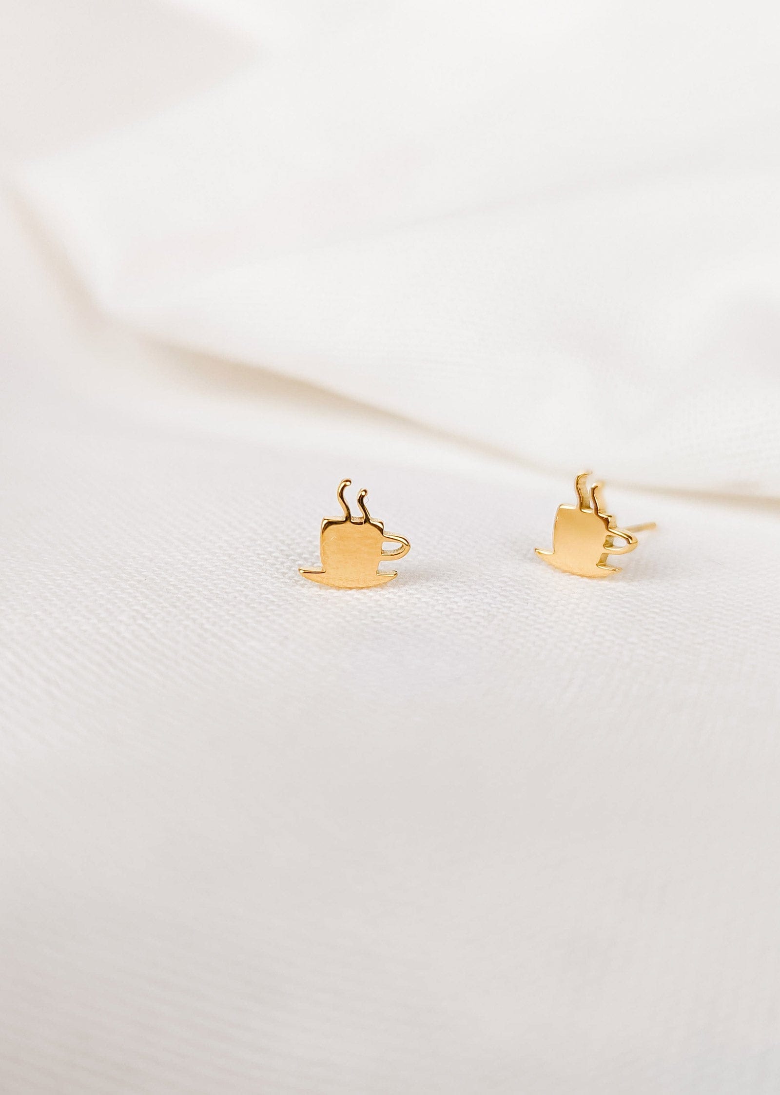 Gold plated earrings hot coffee cup 