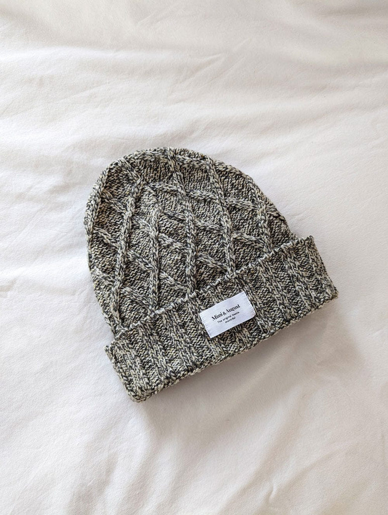 Charcoal Marble Eco Ragg Wool Beanie made and knitted in USA