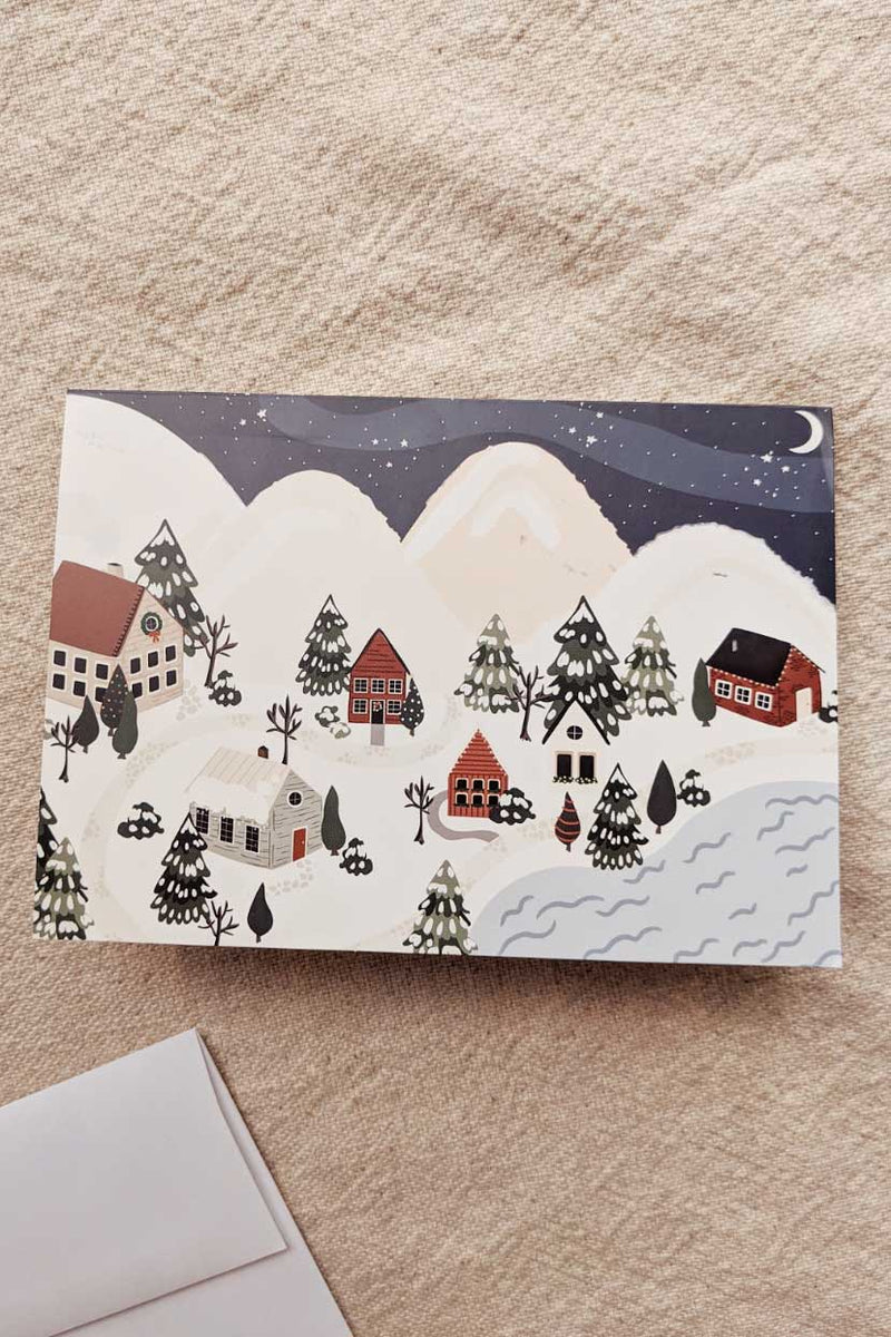 Village de Noël : belle carte de vœux de Mimi & août