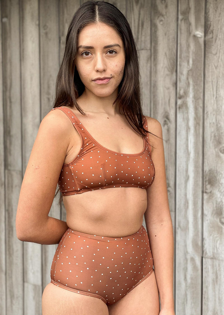 Polka dots econyl swimwear kit color rust 
