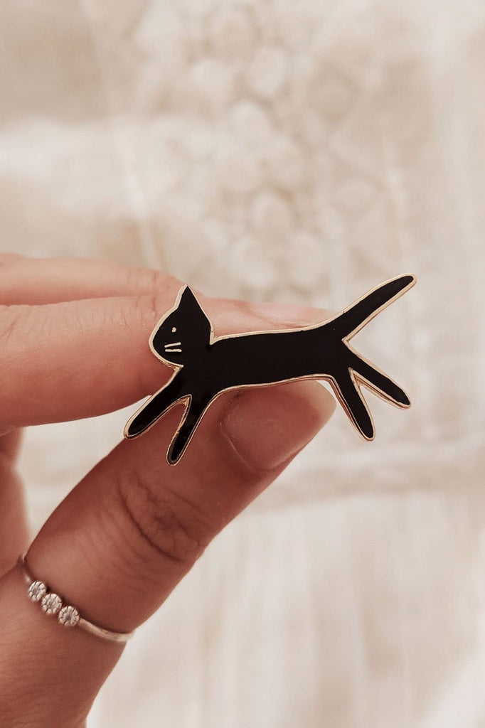 Kitty black enamel pin by Mimi & August