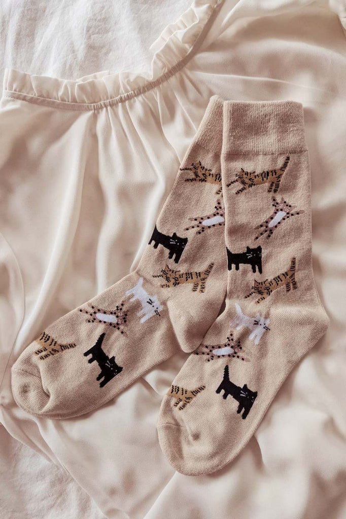 Amoureux des chats chaussettes en coton Kitten confortables et chaudes par Mimi & August