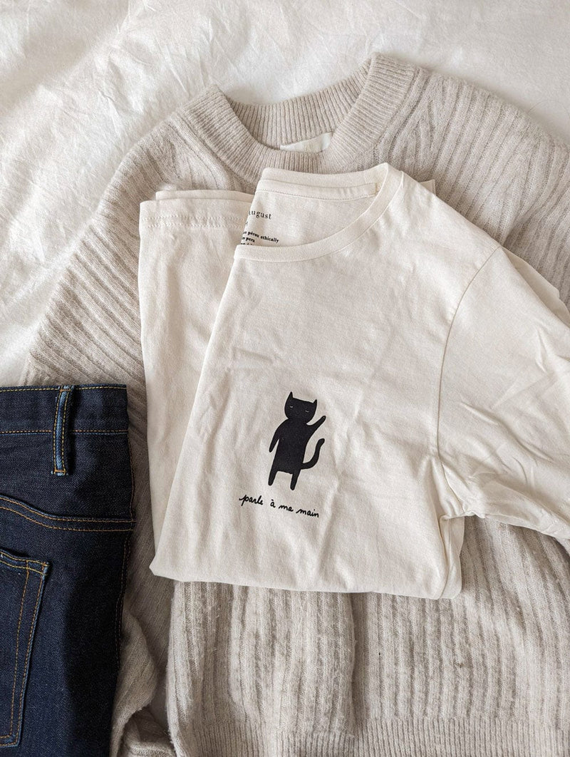 Parle a ma main Cotton Pima T-shirt, Kitten lover