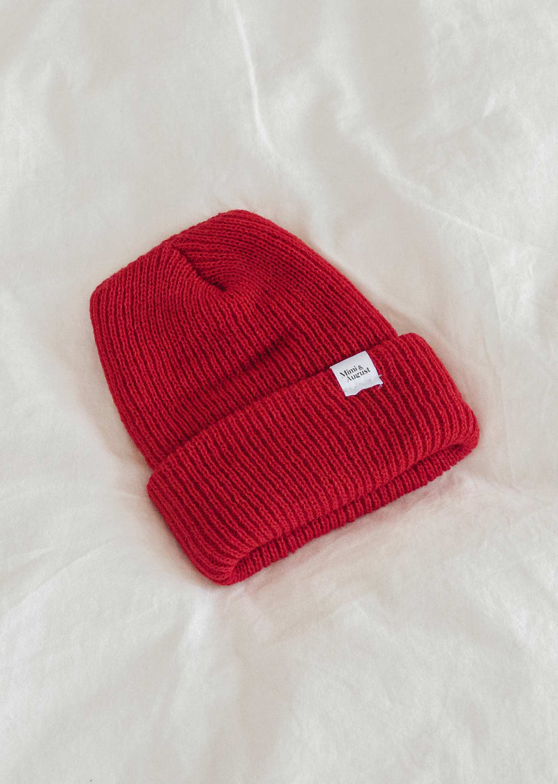 Closer look at the Bright Red Watch Cap Beanie by Mimi & August