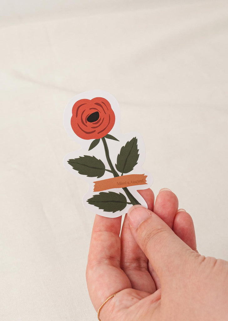 autocollant vinyle fleur de rose à la main 