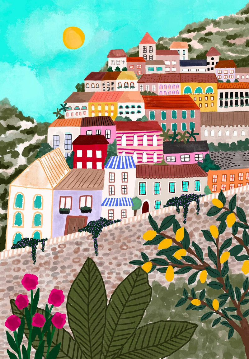 Colourful Village - High quality wall art print canada by Mimi and August