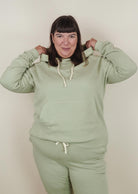 stephanie wearing the agave plus size matching set 