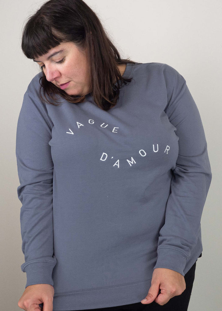 model wearing the vague d'amour Sweatshirt size 3xl by mimi and august