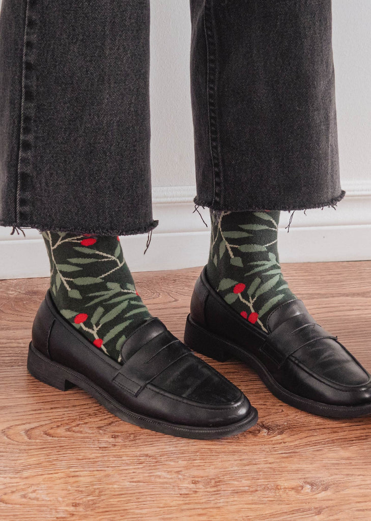 Christmas socks with black shoes