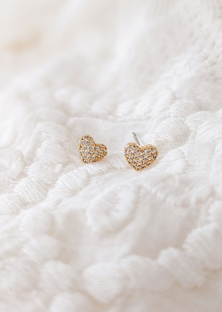 heart shaped earrings adorned with zircons