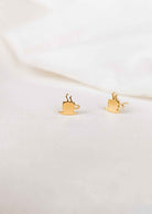 Gold plated earrings hot coffee cup 