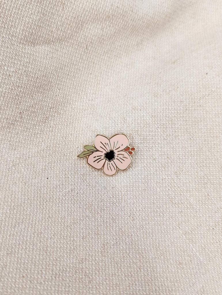 beautiful pink flower enamel pin