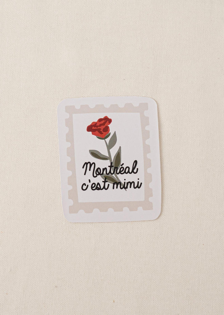 timbre postal avec fleur autocollant vinyle