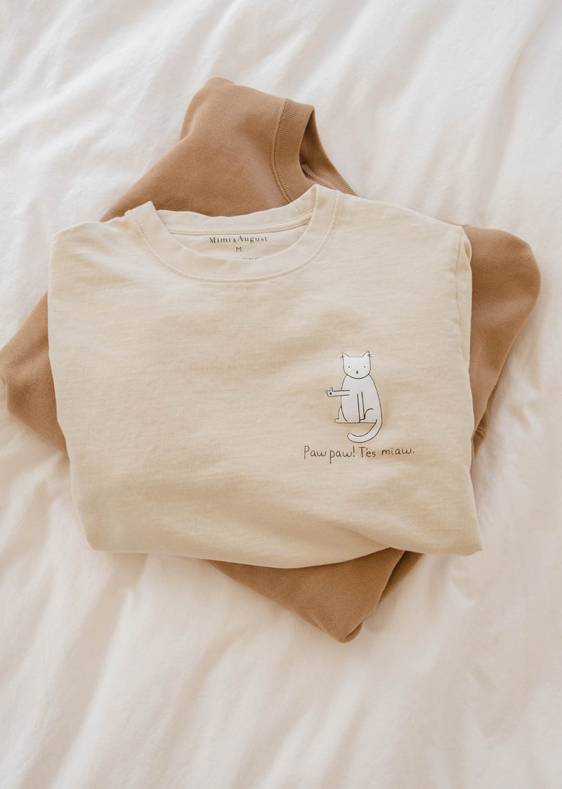 sweat-shirt ivoire en coton pima créé par mimi et august