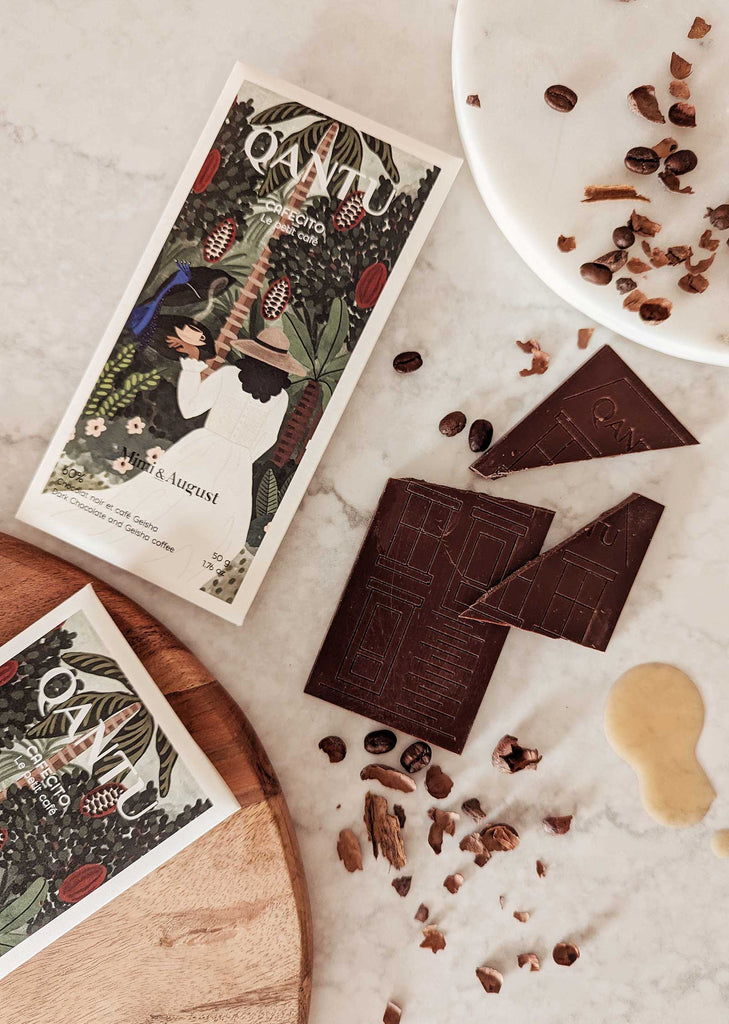 qantu 60% chocolate bar on a marble table
