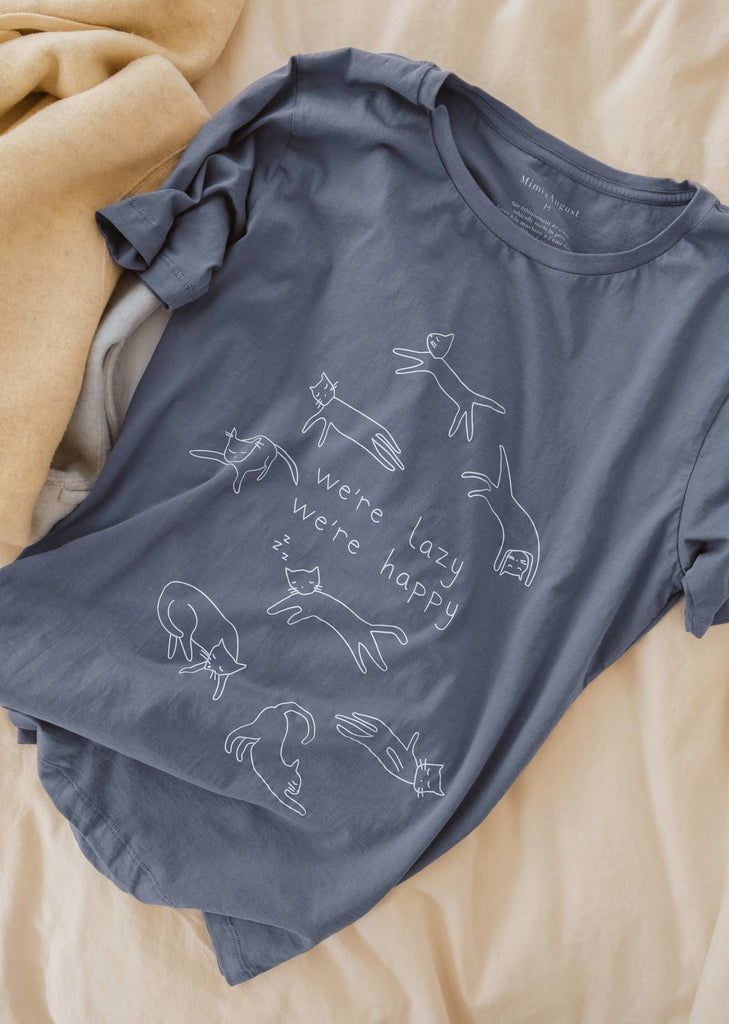 we're lazy we're happy t-shirt en coton pima couleur marine par mimi and august